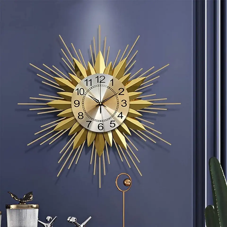 Wall Clock Modern Art Wall Clock Living Room Clock Metal Wrought Iron Clock Decoration Personality Mute Wall Clock, B 65 * 65Cm Wall Decor Clock,B-55 * 55CM