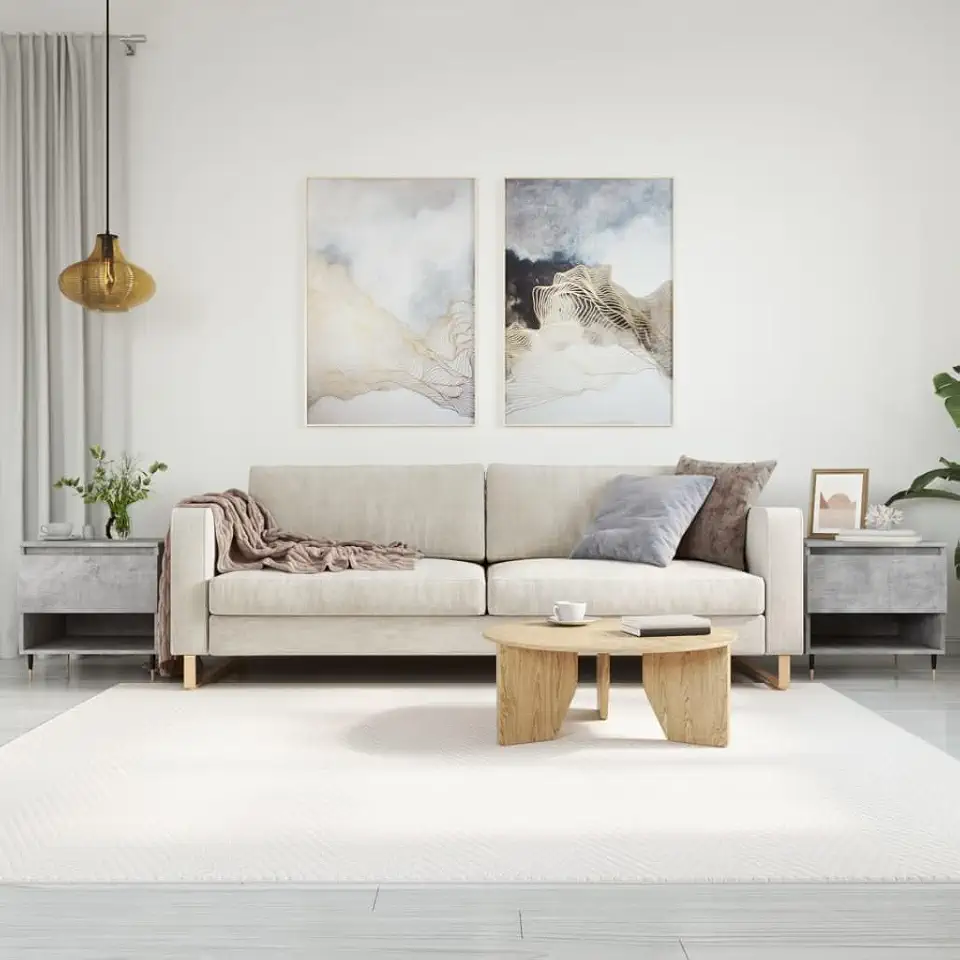 Coffee Table Set of 2 Concrete Grey Engineered Wood, Metal Dining Table Living Room Decor end Tables Living Room for Office Indoor