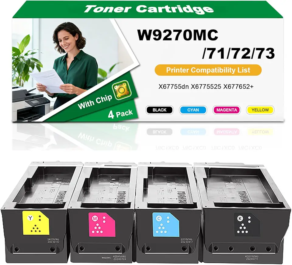 W9270MC W9271MC W9272MMC W9273MC Compatible Toner Cartridges for HP Color Laserlet Enterprise MFP X67755dn X6775525 X677652+, 44000 - Page Yield 1 Set