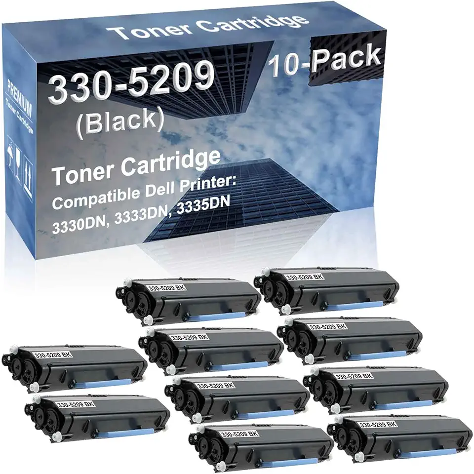 10-Pack Compatible High Capacity 330-5209 (P981R W896P) Toner Cartridge use for Dell 3330DN, 3333DN, 3335DN Printer (Black)