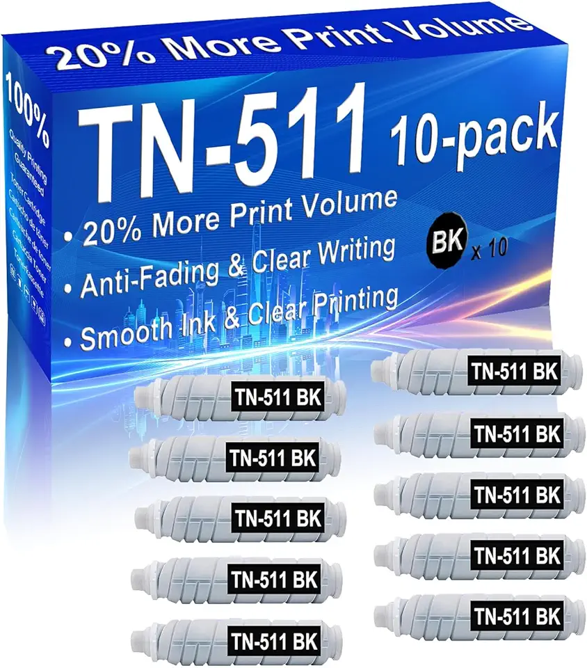 10-Pack (Black) Compatible High Yield TN-511 Printer Toner Cartridge use for Minolta Bizhub 360 361 420 421 500 501 Laser Printers