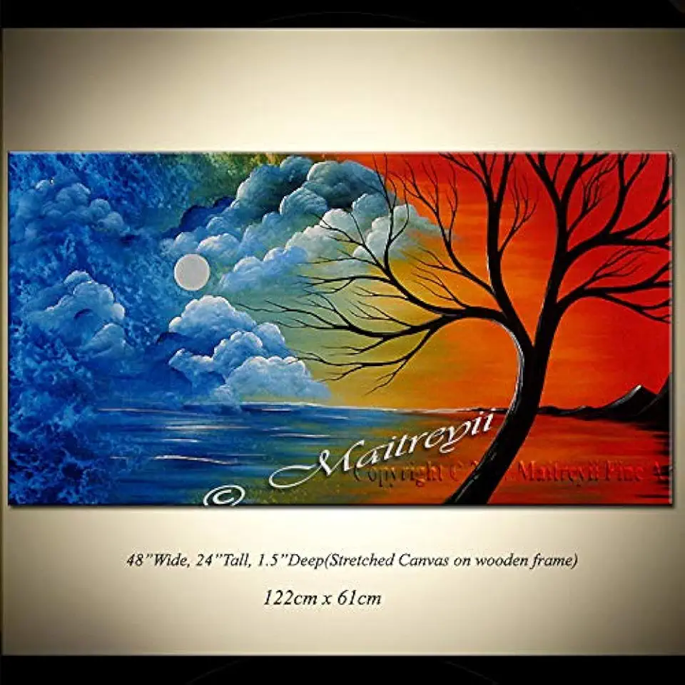 Maitreyii Finearts Glorious Day - Original Landscape Paintings Large Abstract Spring Season Acrylic Landscape Art Canvas Large Artwork