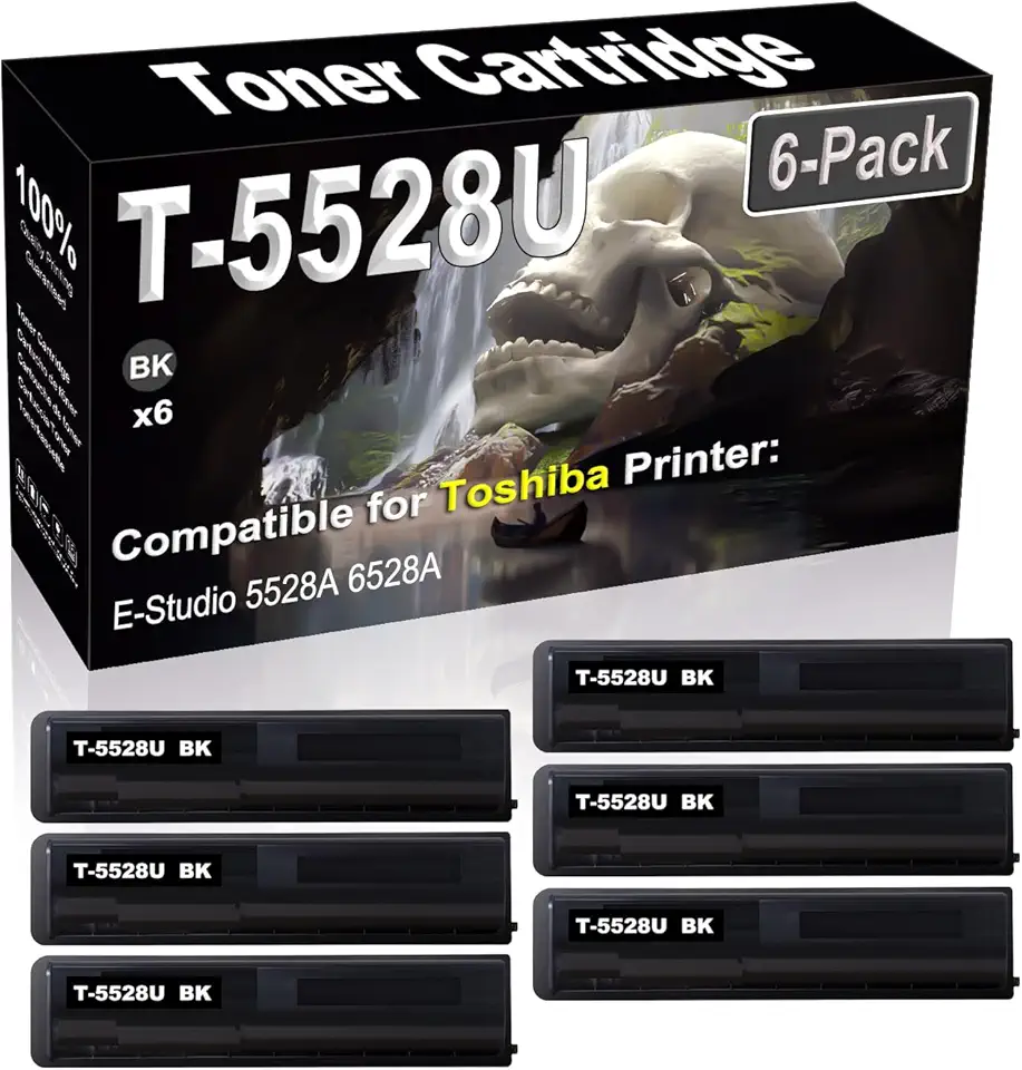 6-Pack Compatible High Capacity T-5528U T-5528U-K Imaging Toner Cartridge use for Toshiba E-Studio 5528A 6528A Printer (Black)