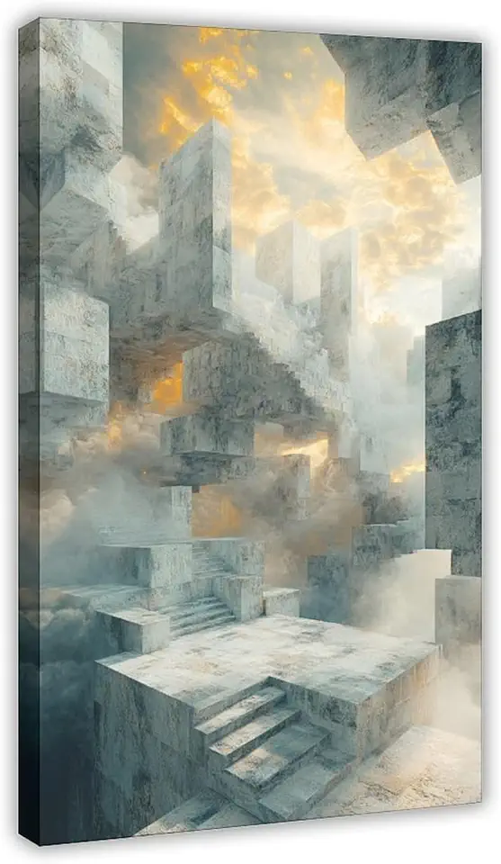 Surreal Architecture Wall Art – Fantasy Building Poster – Dreamlike Pastel Landscape Print for Modern Home Decor Poster Print Decorative Painting Canvas Wall Art Living Room Posters Bedroom Painting 2