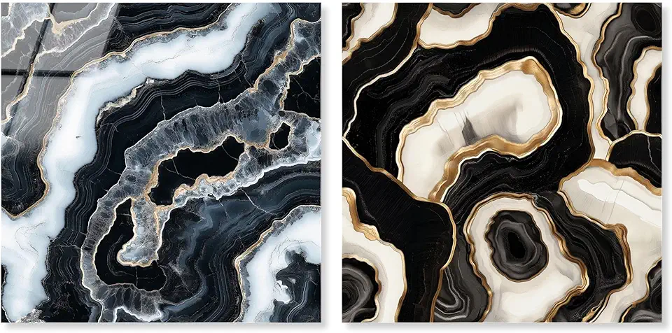 Art Remedy Gilded Glam Geode Pair Set Acrylic Boho Wall Decor, Ready to Hang, 20 x 20