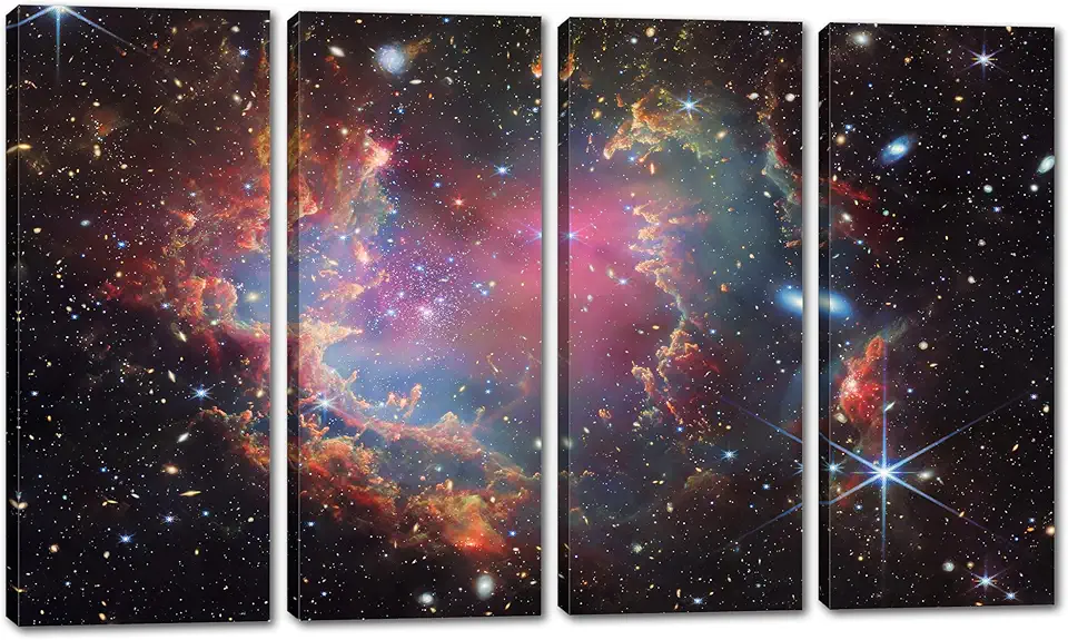 80 x 50 TOTAL - NGC 602 Canvas Print 4 Panel Split Space Wall Art by NASA's James Webb Space Telescope, JWST