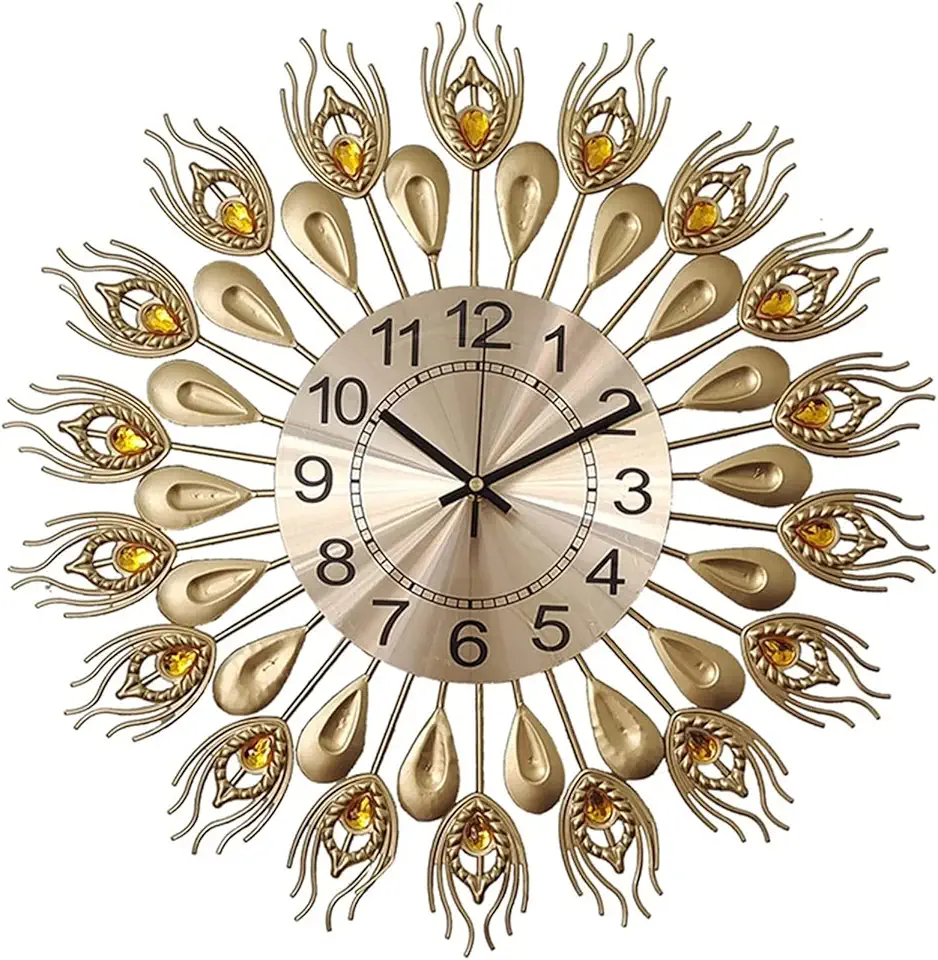 48CM Round Wall Clocks for Living Room Large Fashion Metal 3D Art Design Silent Non Ticking Quartz Clock Creativity Watches