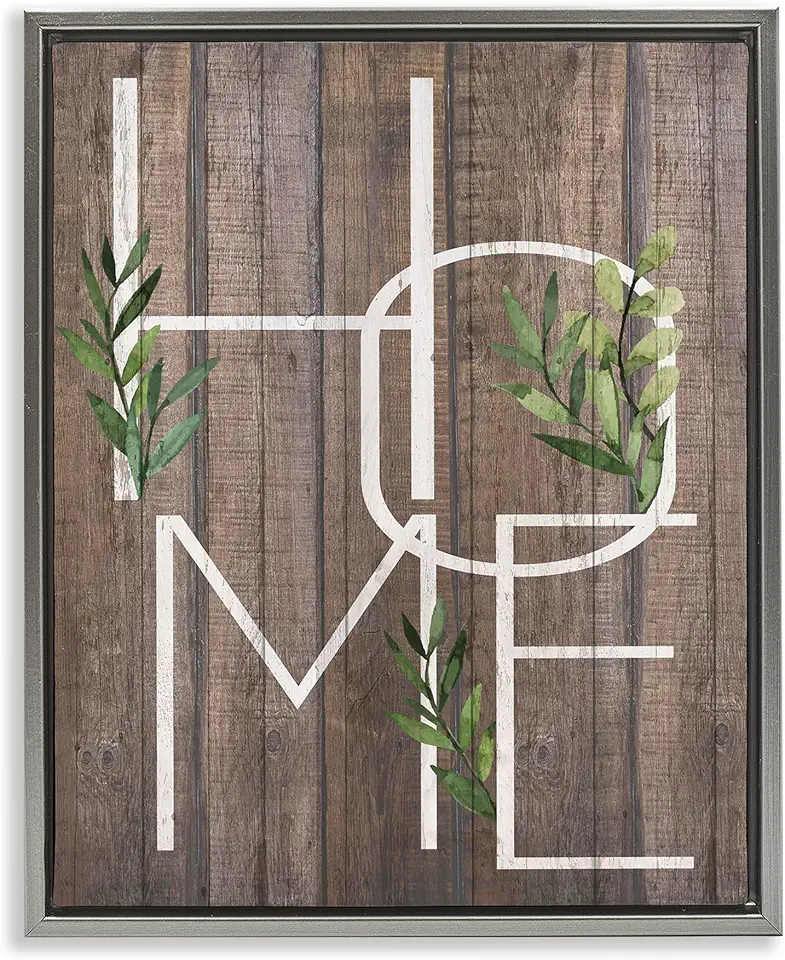 Stupell Industries Rustic Entryway Letters Gray Framed Floater Canvas Wall Art Design by Kim Allen, 17 x 21