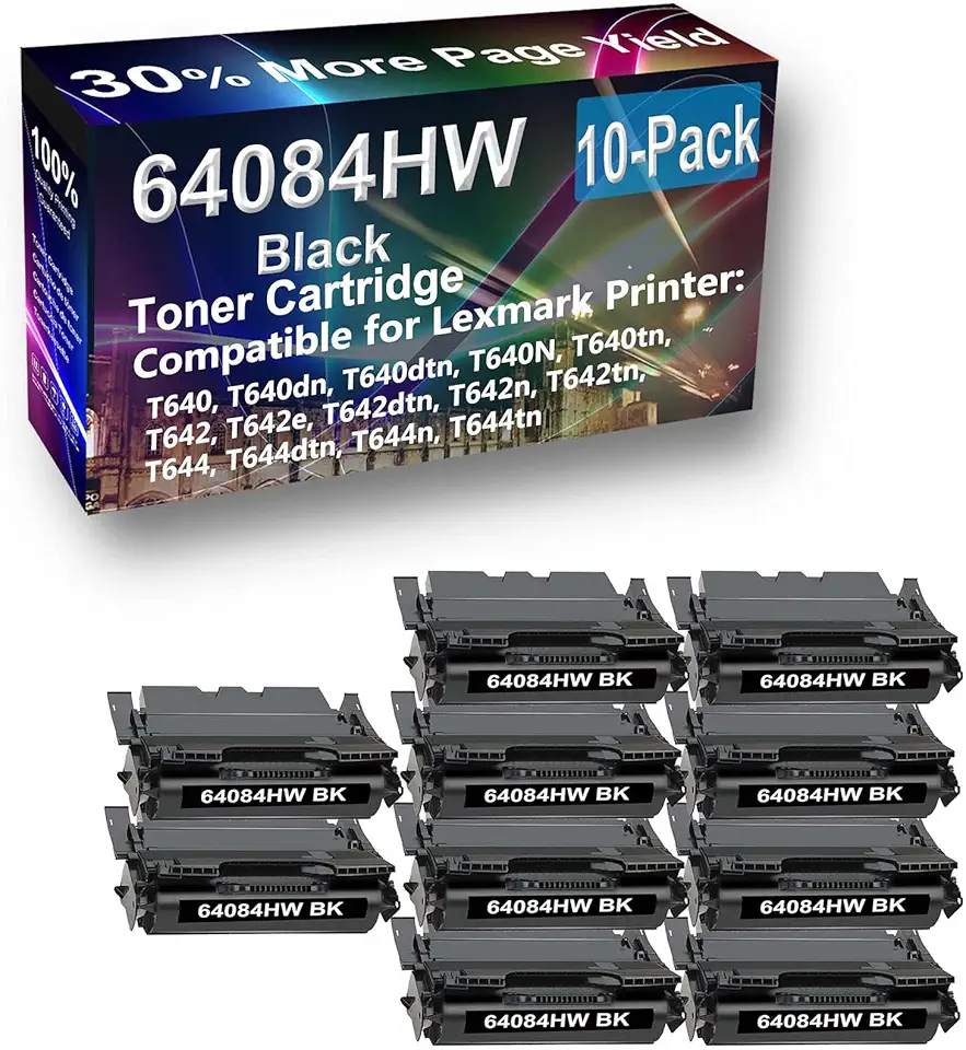 10-Pack Compatible High Capacity 64084HW Toner Cartridge use for T640, T640dn, T640dtn, T640N Printer (Black)
