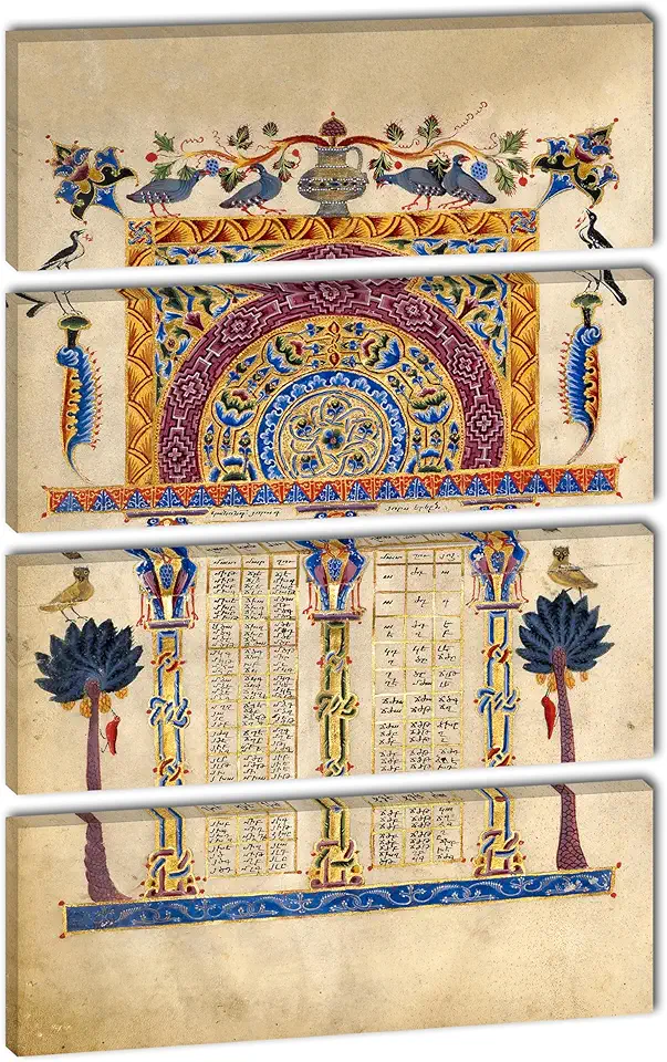 50 x 80 TOTAL - Canvas Wall Art Zeytun Gospels Print 4 Panel Split Armenian Manuscript Illuminator Toros Roslin 1256