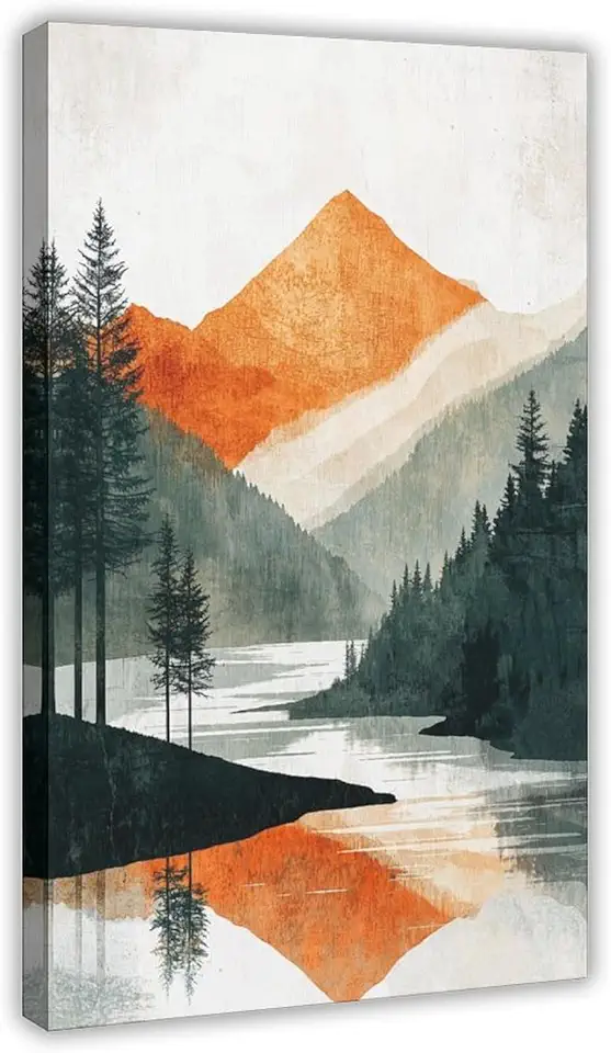 Minimalist Nature Canvas Print – Polygonal Trees And Mountains Abstract Wall Decor Poster Print Decorative Painting Canvas Wall Art Living Room Posters Bedroom Painting 20x30inch(50x75cm)