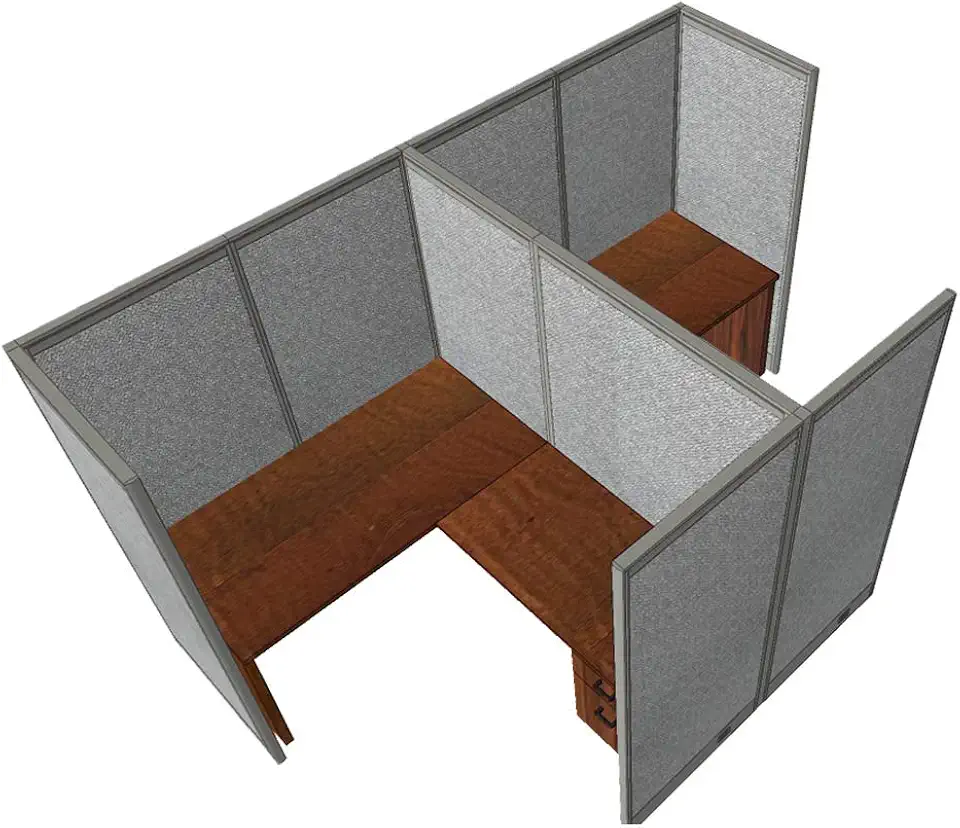 GOF Double 2 Person Workstation Cubicle (C-12'D x 6'W x 4'H) / Office Partition, Room Divider (72