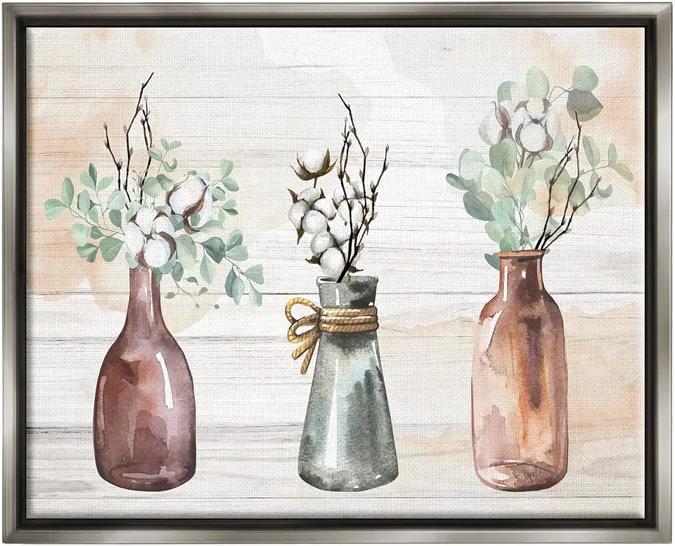 Stupell Industries Country Herbs Vase Arrangement Framed Floater Canvas Wall Art, Design by ND Art