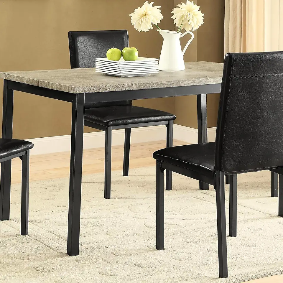 MOOSH Grey and Black Rectangular Table, 30 Inches High, for Daily Dining Kitchen & 48 Long, Shape