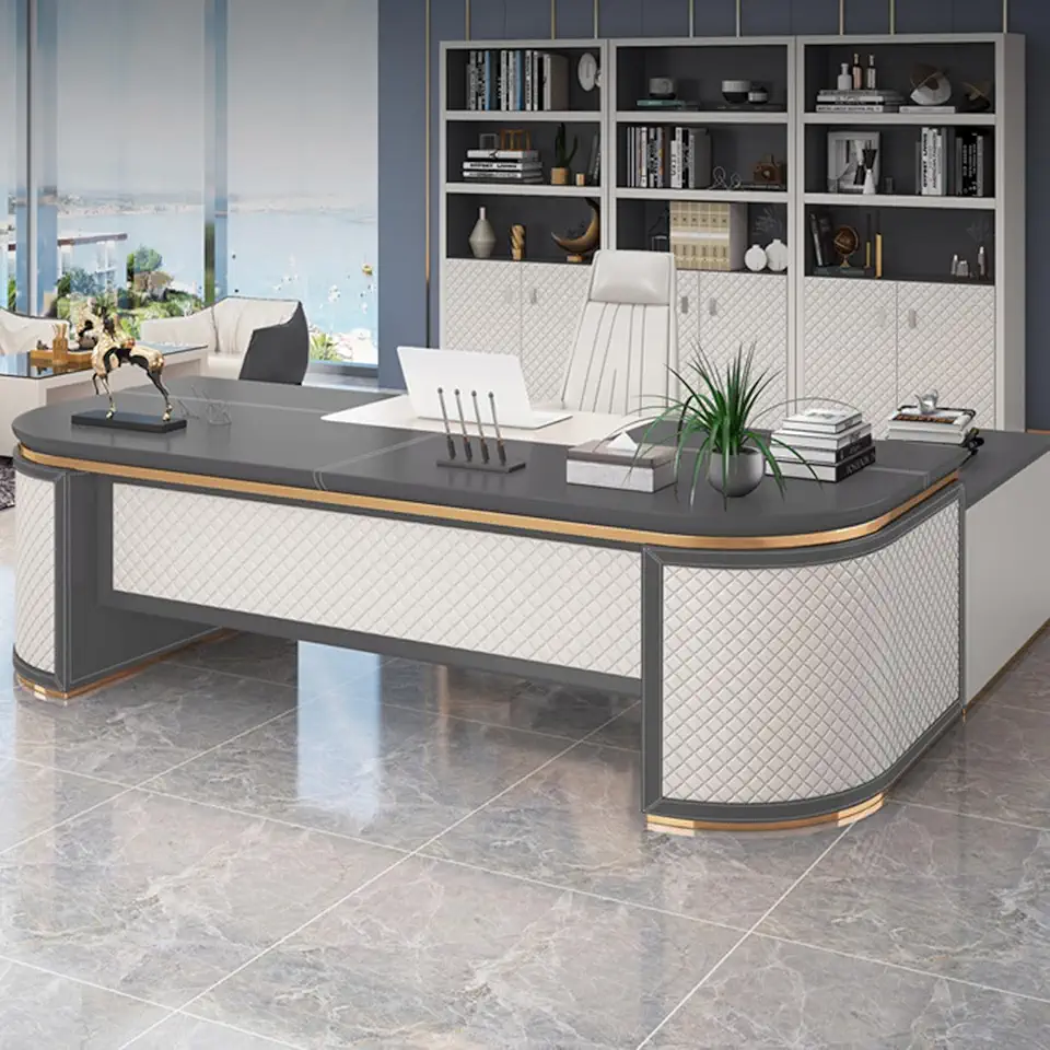 L-Shaped Desk with Large Drawer Home Office Desk with Hutch Corner Desk with Storage Shelves,Study Computer Workstation Desk Space-Saving, Gaming Table, 2.2m