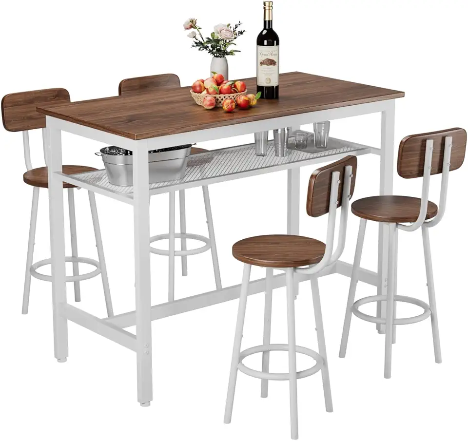 Geelife 5 Piece Modern Metal Counter Height Dining Table Set with Stools
