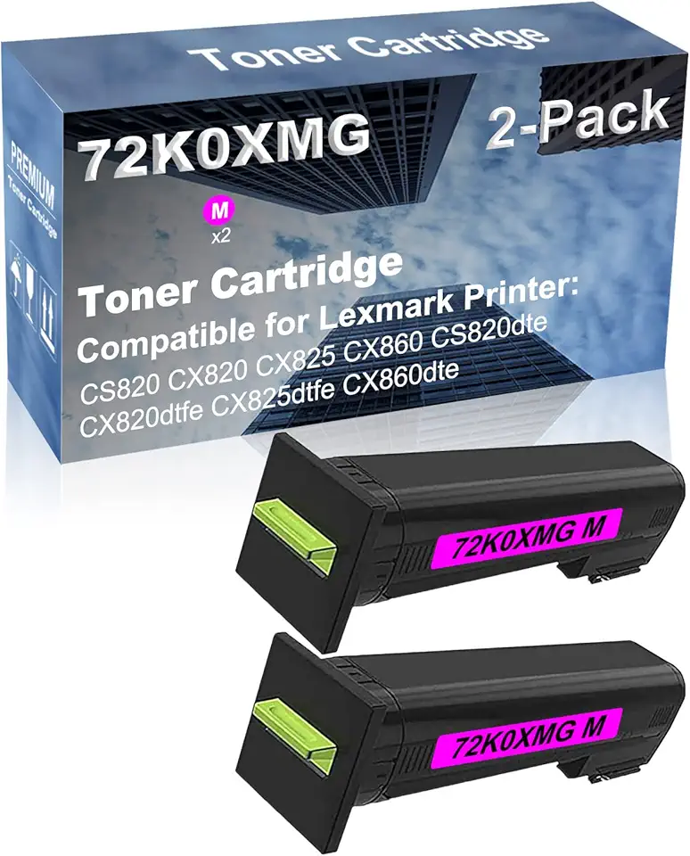 2-Pack (Magenta) Compatible CX860 CS820dte CX820dtfe Printer Toner Cartridge High Capacity Replacement for 72K0XMG Toner Cartridge