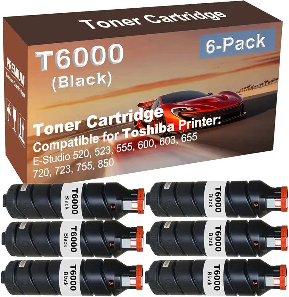 6-Pack Compatible High Yield 723, 755, 850 Printer Cartridge Replacement for Toshiba T6000, T7200, T8550 Toner Cartridge (Black)