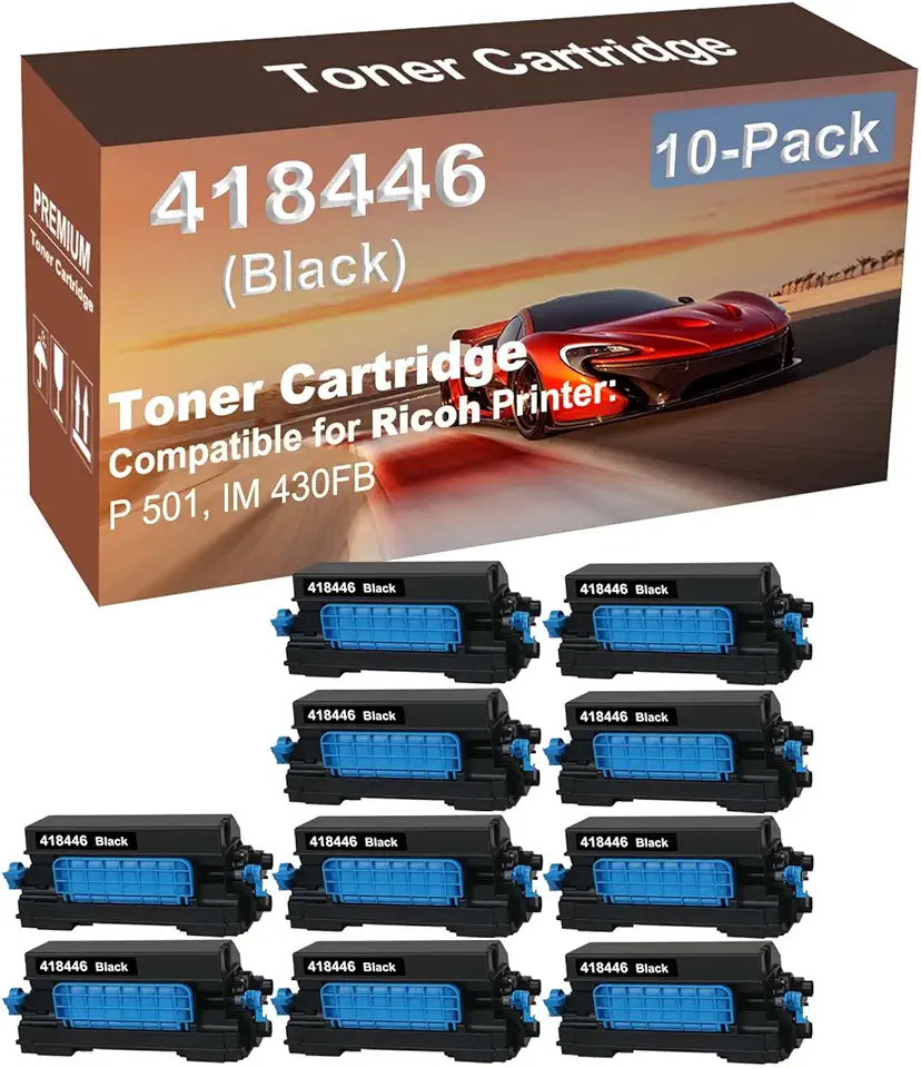 10-Pack Compatible High Yield P 501, IM 430FB Printer Cartridge Replacement for Ricoh 418446 Toner Cartridge (Black)