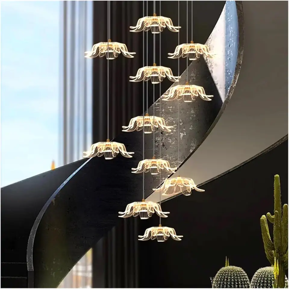 Creative Flowers Decorative Hanging Light,Art LED Chandelier Lighting for Living Room Villa Indoor,Easy to Install