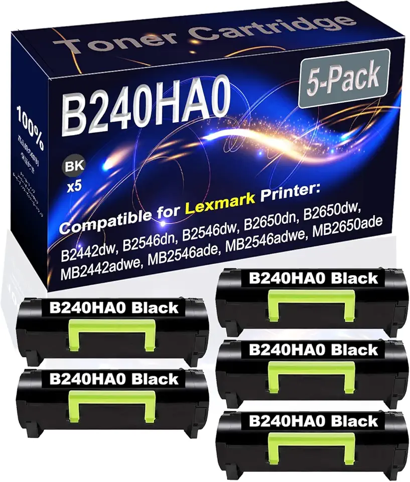 5-Pack (Black) Compatible High Yield B240HA0 Laser Printer Toner Cartridge use for B2442dw B2546dn B2546dw B2650dn Printer