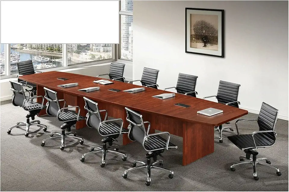 New Cherry 14 FT Executive Boat Shaped Conference Table Racetrack Meeting Boardroom Room Office Desk Modern Furniture Wood 165