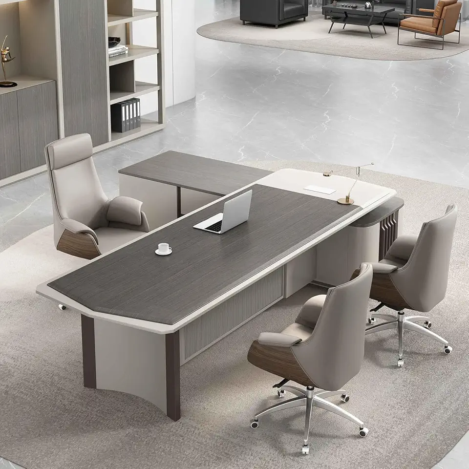 Modern and Simple Rectangular L Shaped Desk Executive Desk Mid Century Modern Writing Study Desk