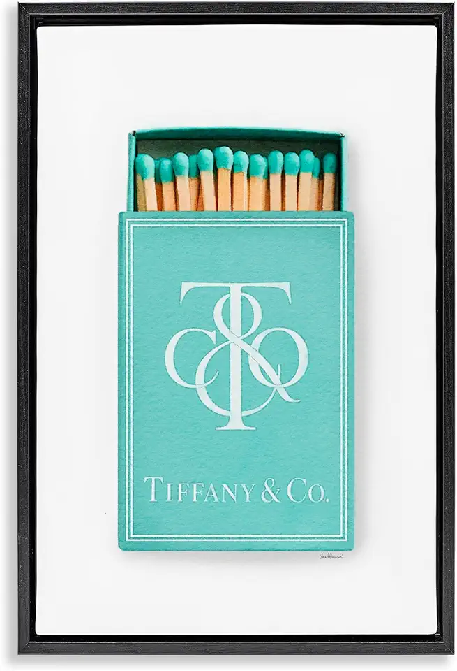 Stupell Industries Iconic Blue Fashion Matches Black Framed Floater Canvas Wall Art Design by Amanda Greenwood, 21 x 31