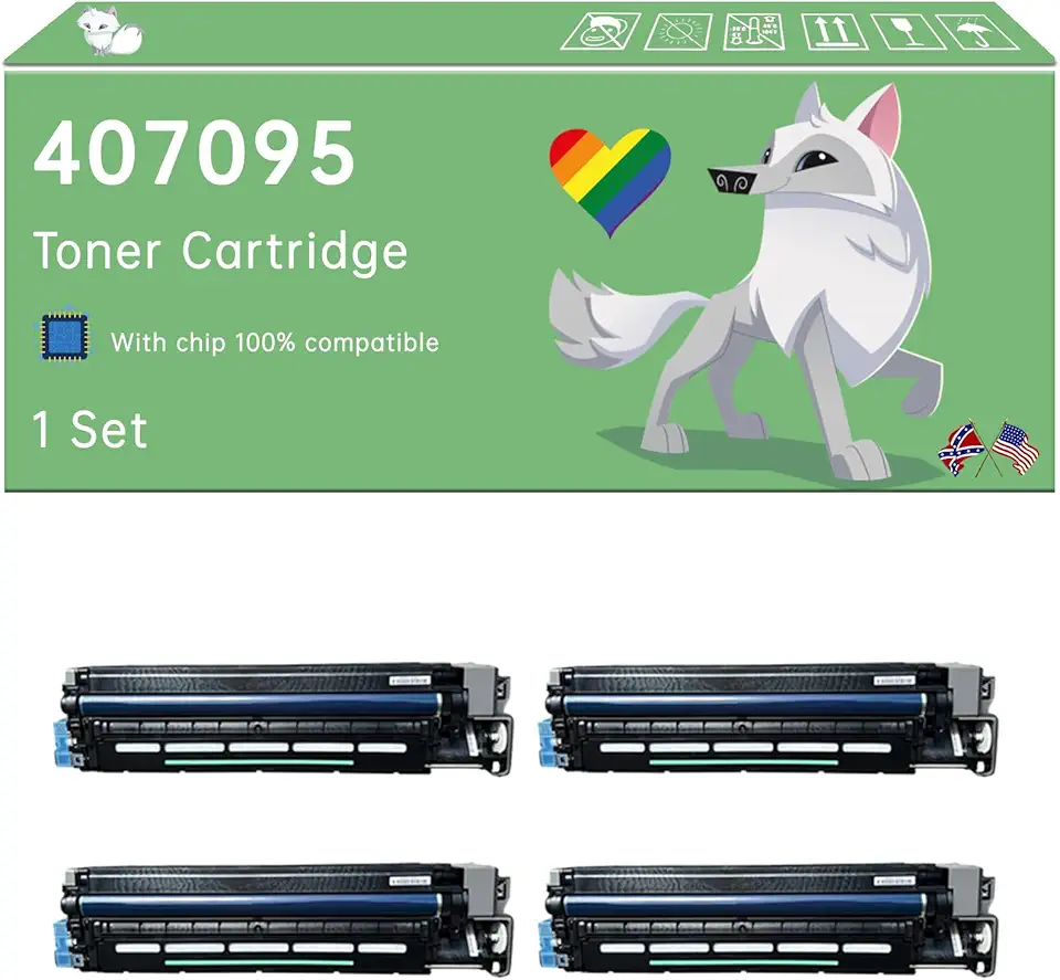 Compatible with Ricoh 407095 Toner Cartridge Work for Ricoh Aficio SP C830DN SP C831DN Printers, with Chip, High Yield 70000 Pages, Exceptional Color Accuracy (4-Pack BK/C/M/Y)