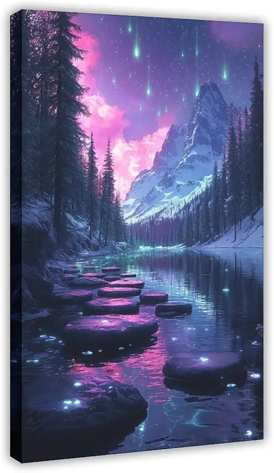 XAHOR Floating Island Aurora Landscape – Surreal Nature Canvas Print for Home Aesthetic Canvas Poster Wall Art Decor Print Picture Paintings for Living Room Bedroom Decoration 20x30inch(50x75cm)