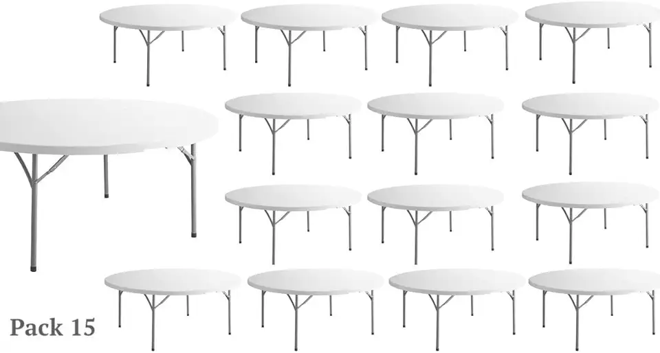 Pack 15 180 Cm / 72 Inch Round Fold Up Table Round Folding Table White Folding Table Round White Plastic Round Folding Table Folding Round Table Round Granite Dining Table Large Plastic Table