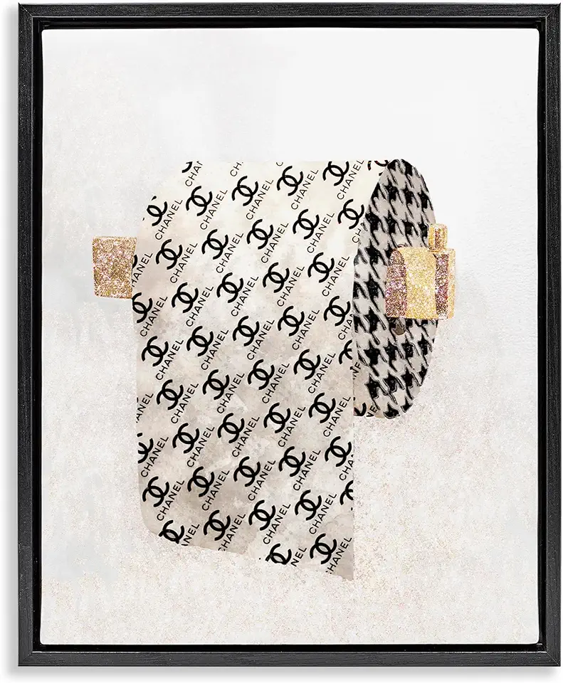 Stupell Industries Fashion Glam Toilet Paper Designer Detailing Framed Floater Canvas Wall Art Design by Ziwei Li
