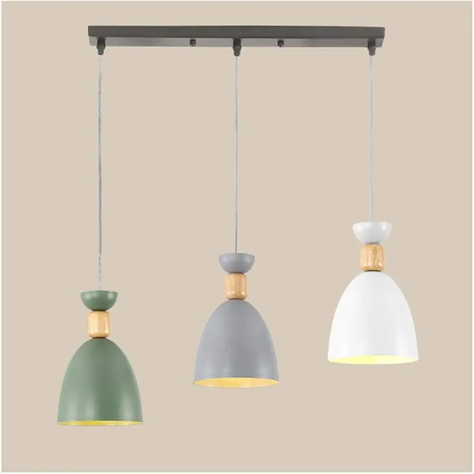 Chandeliers Nordic Simple Light，aron Iron Wood E27 Straight-Disc，Living Room Decor Dining Table Kitchen Ceiling Chandelier Light,D