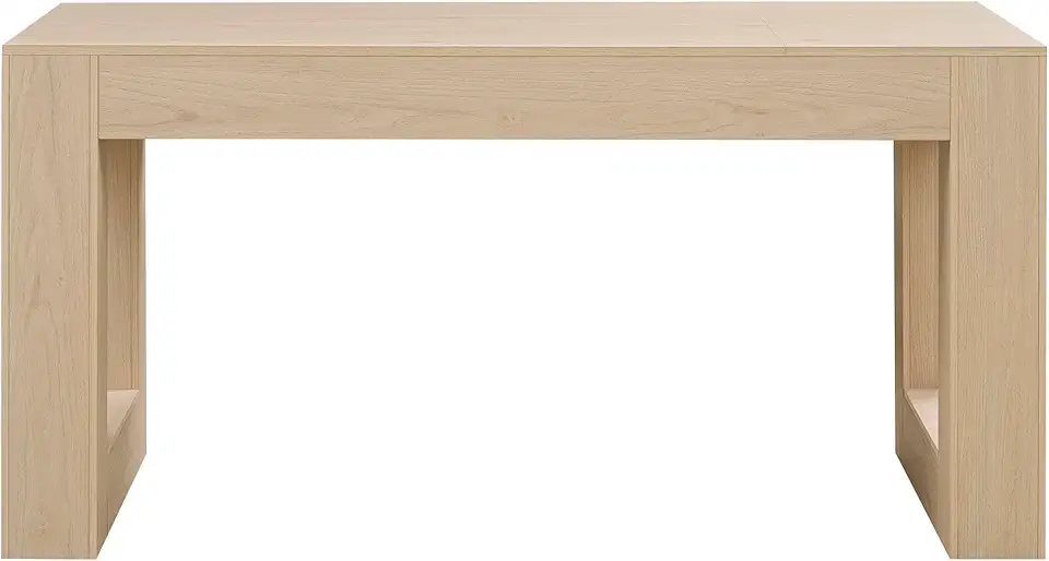 Modern Dining Table for 4-6 People, Rectangular Farmhouse Kitchen Dining Table with Sturdy Wood Legs, Living Room and Dining Room Table with MDF Top, Collapsible Console Design,Natural