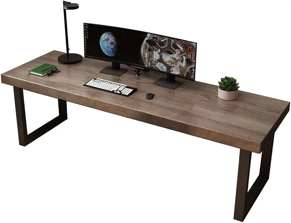 Office Desk 8cm Thick Solid Wood Office Computer Desk, Home Study Industrial Style Personal Workbench, Metal Legs Conference Table (Thickness 8cm 180x70x75cm) (Thickness 8cm 220x80x75cm)