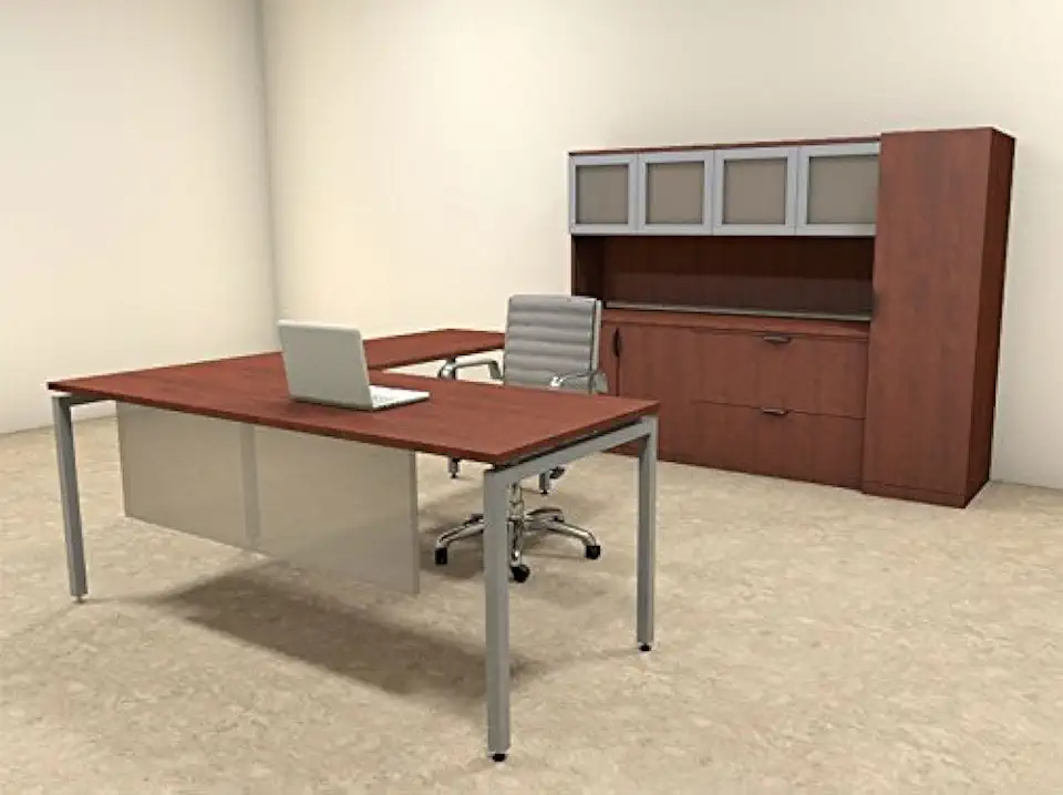 5pc L Shape Modern Contemporary Executive Office Desk Set, OF-CON-L77