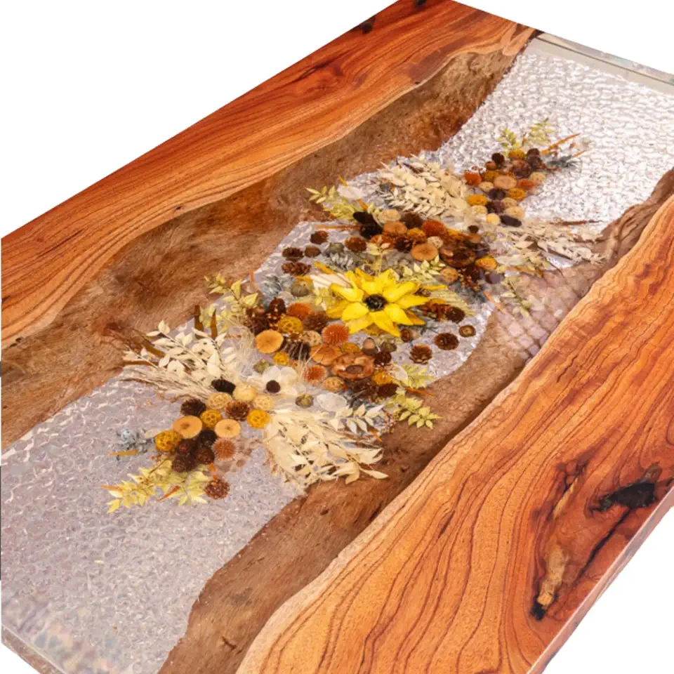 Premium Flower Table, River Flower Table, Exquisite Design, Customize with Your Favorite Flowers, Natural Flower Table, Furniture Home Decor, Unique Gift, Beautiful Interior (40x80 inch.)