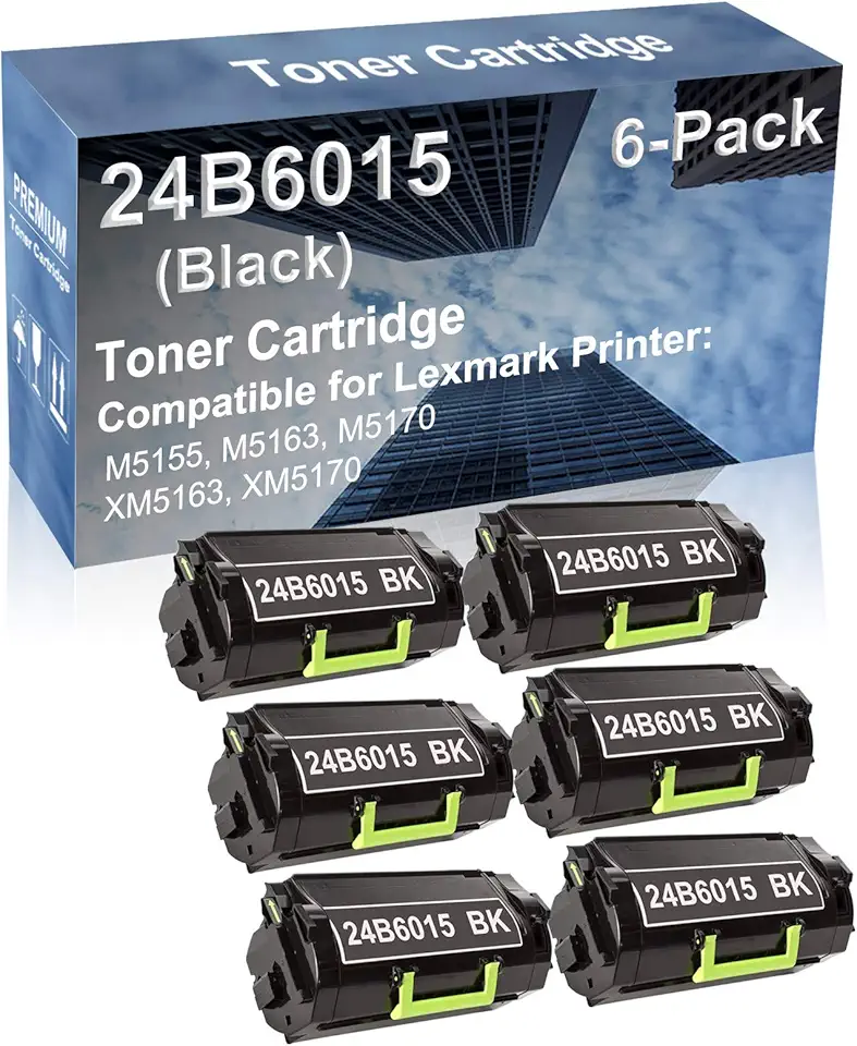 6-Pack Compatible High Yield XM5170 Printer Cartridge Replacement for 24B6015 Toner Cartridge (Black)