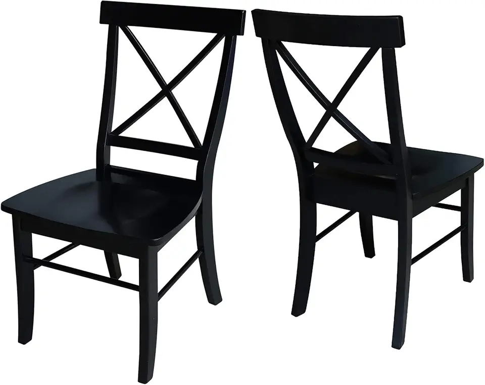 Set of Two X-Back Dining Chairs, Black