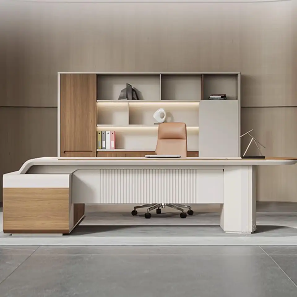 YZABEL 102 inch Corner Executive Desk with File Drawers and Cable Management, L Shaped Computer Desk with Lateral Cabinet, Study Table Business Furniture Set Workstation for Home Office