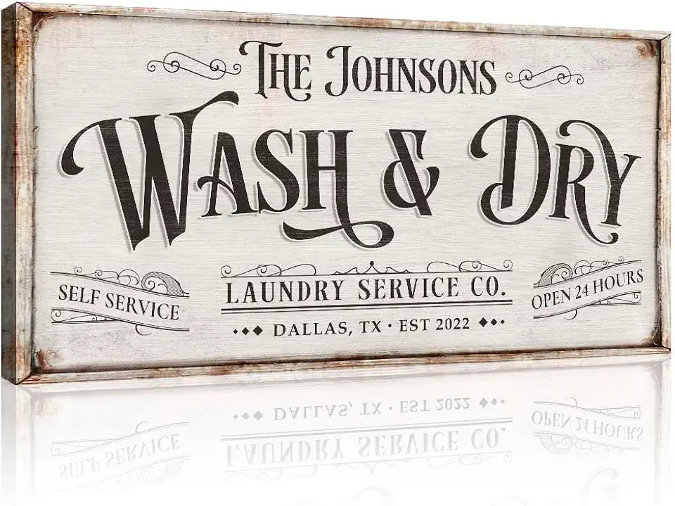 Sponsored Ad - TAILORED CANVASES: Wash and Dry sign - Laundry Sign, Personalized Wall Decor for Laundry Rooms, Wash Signs Wall Decor, Rustic and Stylish Wash Room Sign