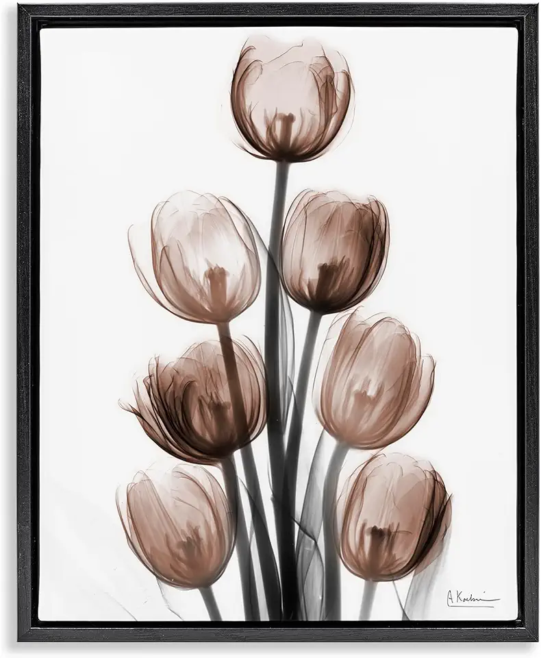 Stupell Industries Delightful Mocha Tulips Black Framed Floater Canvas Wall Art Design by Albert Koetsier, 17 x 21