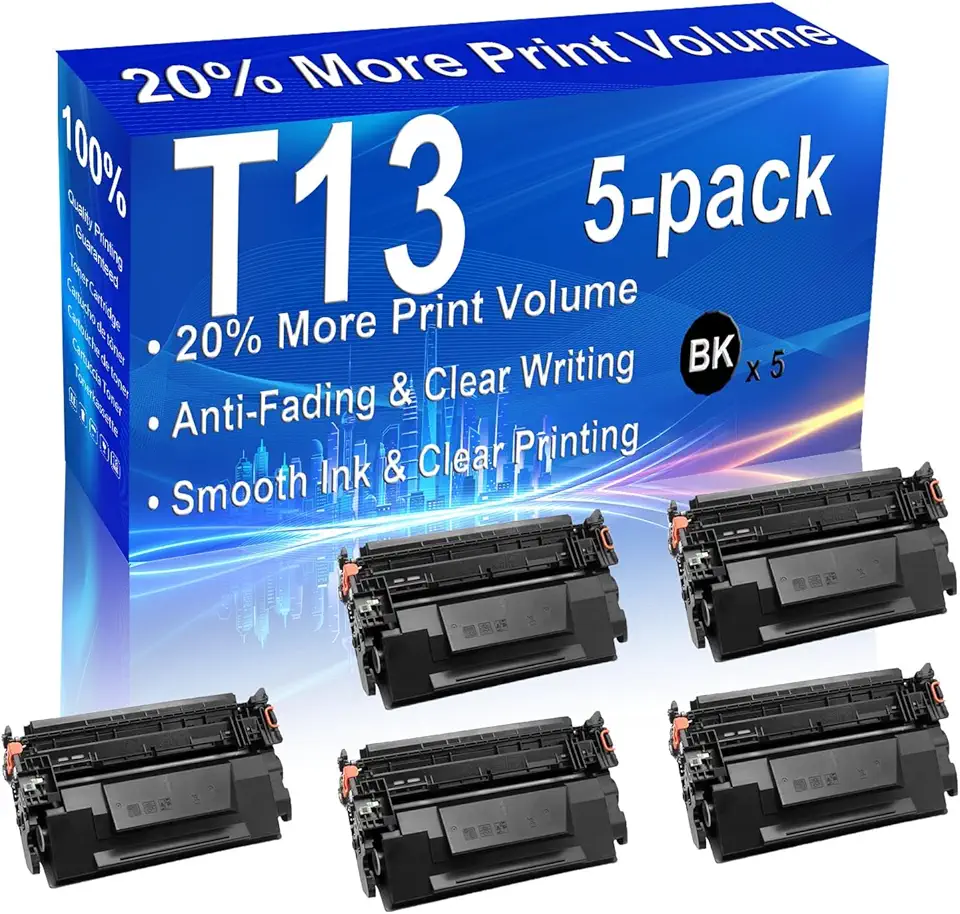 5-Pack (Black) Compatible i-SENSYS X 1440i 1440iF 1440P 1440Pr Toner Cartridge (High Capacity) Replacement for T13 Printer Toner Cartridge