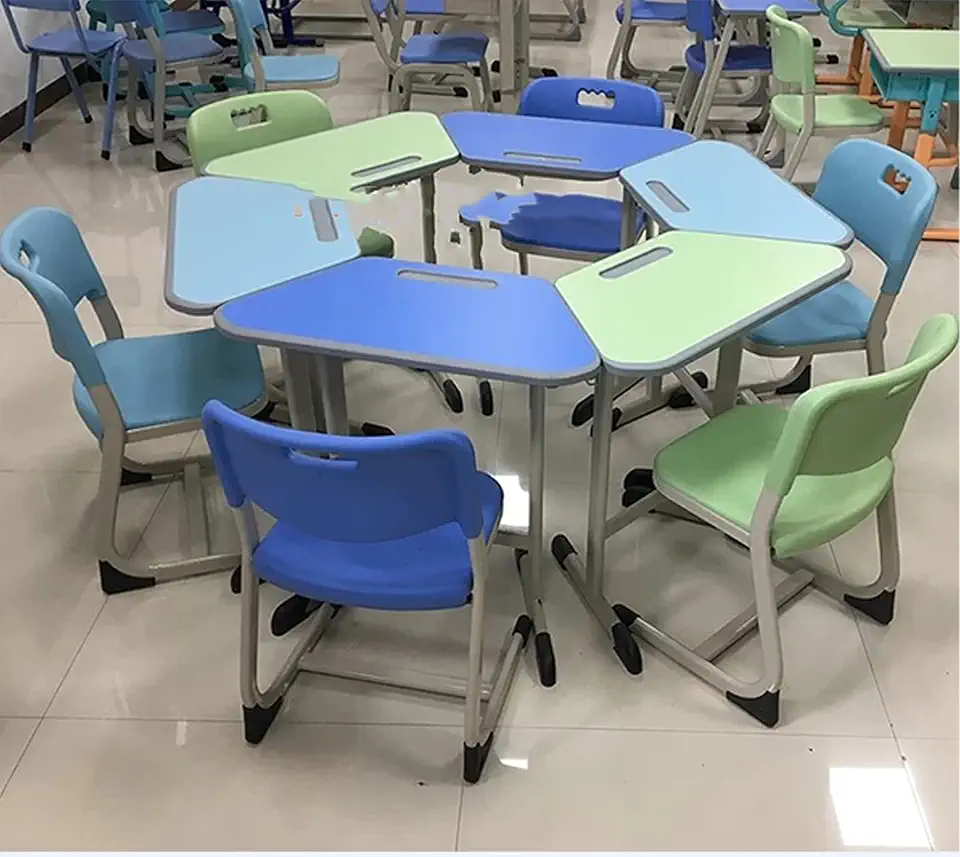 Trapezoidal & Hexagonal/Octagonal Modular Desk Set - Smart Mental Health Counseling & Maker Space Furniture for School Training Institutions(A1)