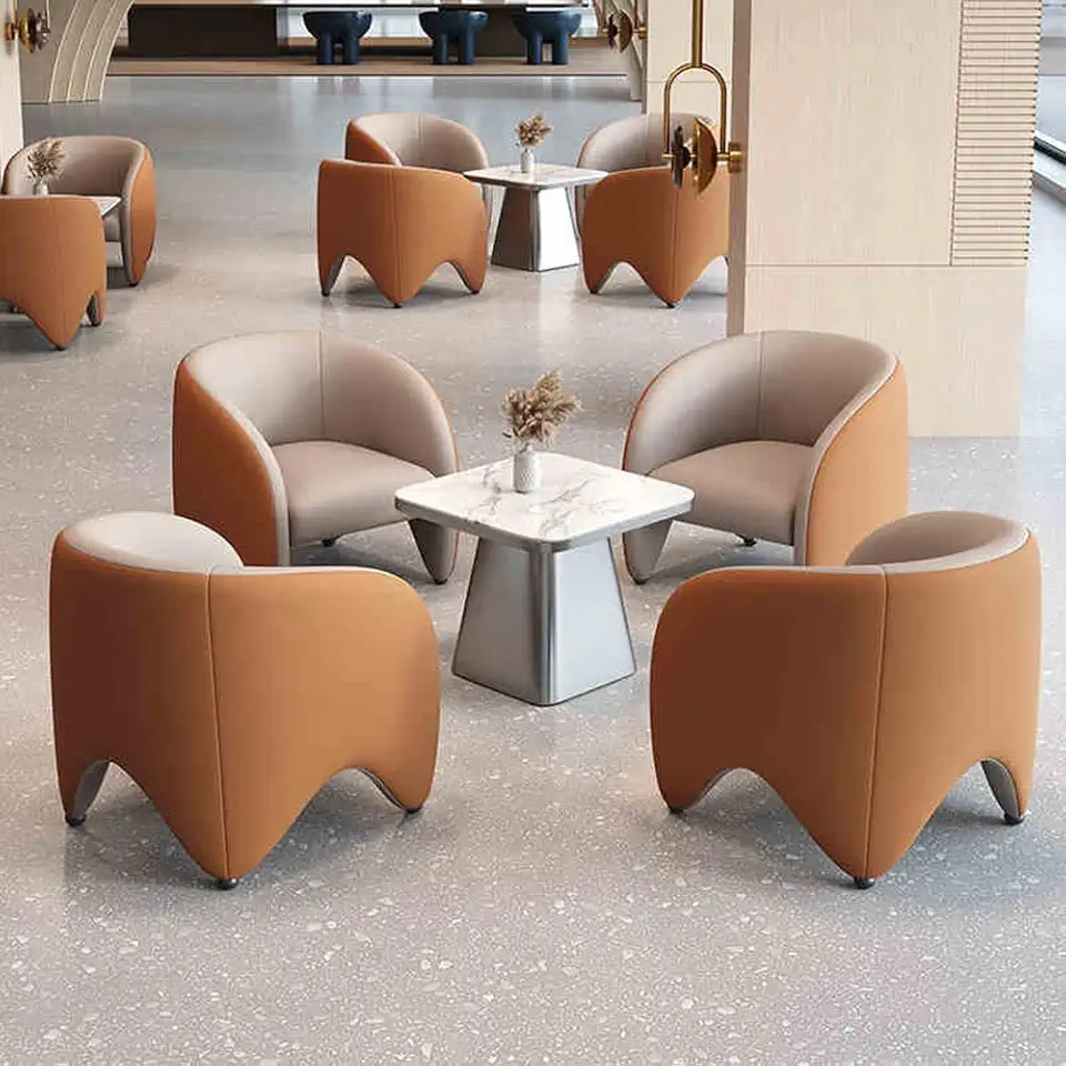Chairs, Armchairs, Light Luxury Modern Sales Office Sales Department Negotiation Small Round Table Negotiation Table Reception Table and Chair Combination C-2