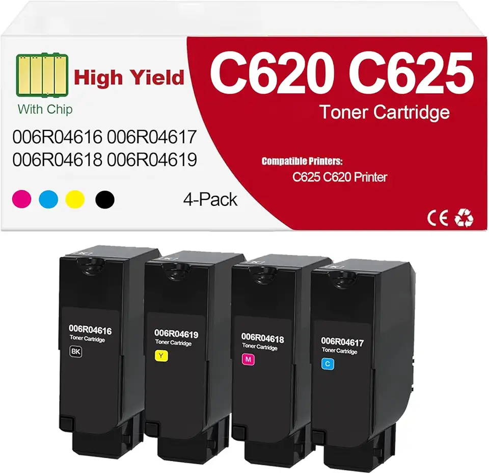 C625 C620 Toner Cartridge Set Replacement for 006R04616 006R04617 006R04618 006R04619 Compatible for C625 C620 Printer