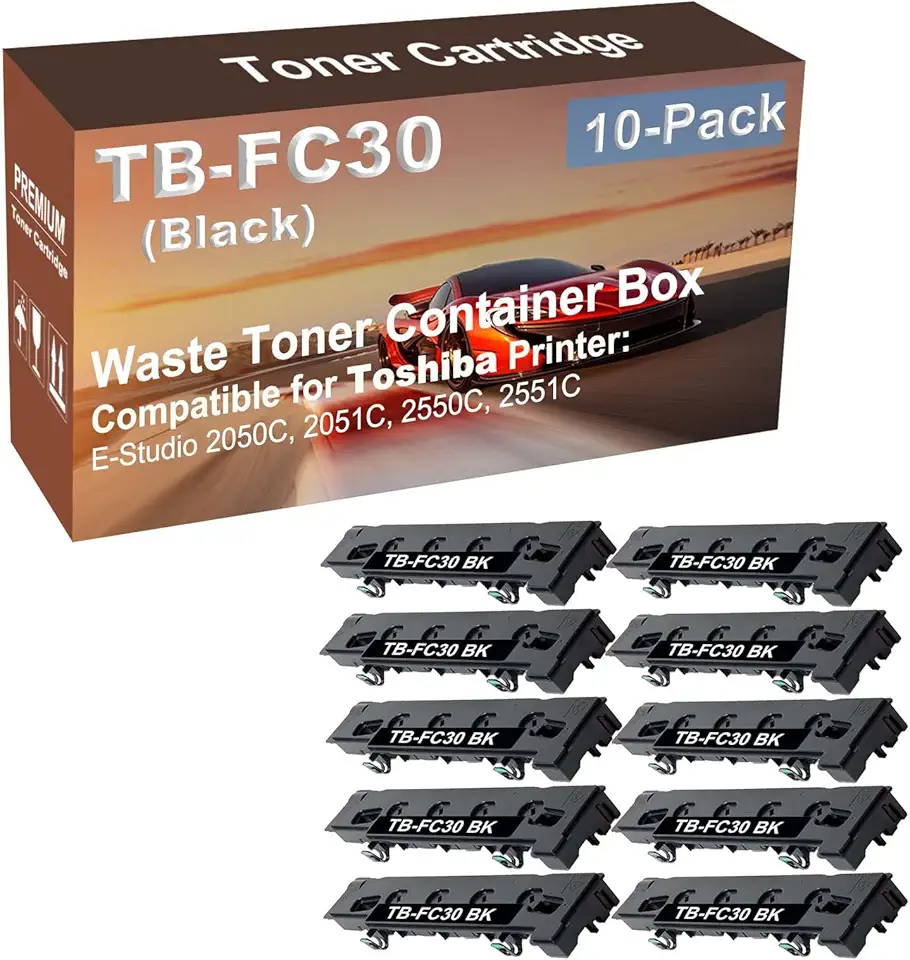 10-Pack Compatible High Capacity TB-FC30 TBFC30 Waste Toner Container Box use for Toshiba E-Studio 2050C, 2051C, 2550C, 2551C Printer (Black)