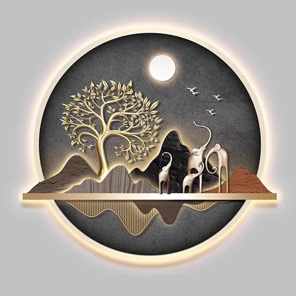 Wall sconces for Bedroom Hanging Wall Art Wall Sculptures Painting Oriental Decor Lamp Chinese Traditional Wall Hanging Paintings for Home Entrance Hallway Bedroom(L47 x H39in O) (N L39 x H31in)