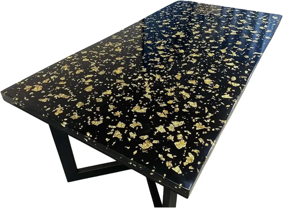 Custom Gold Leaf and Black Epoxy Table, Dining Table, Live Edge River Table, Kitchen Table, Coffee Table, Office Table, Sofa Table, Ocean Decor, Surfing Art (30x72 inch)