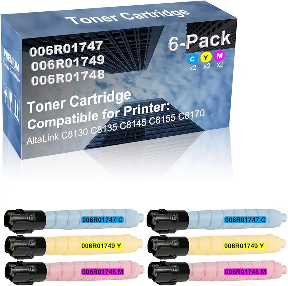 6-Pack (2C+2Y+2M) Compatible High Capacity 006R01747+ 006R01749+ 006R01748 Toner Cartridge Used for AltaLink C8130 C8135 C8145 C8155 C8170 Printer